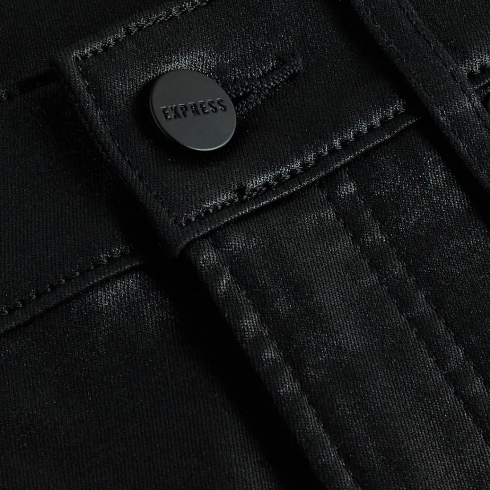 NWT - Express Super High Waisted Black Coated Modern Slim Jeans - Size 18s